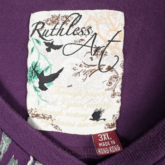 Ruthless‎ Art Short Sleeve V Neck Shirt Womens 3XL Purple Bling Eclectic Y2K - Picture 3 of 16